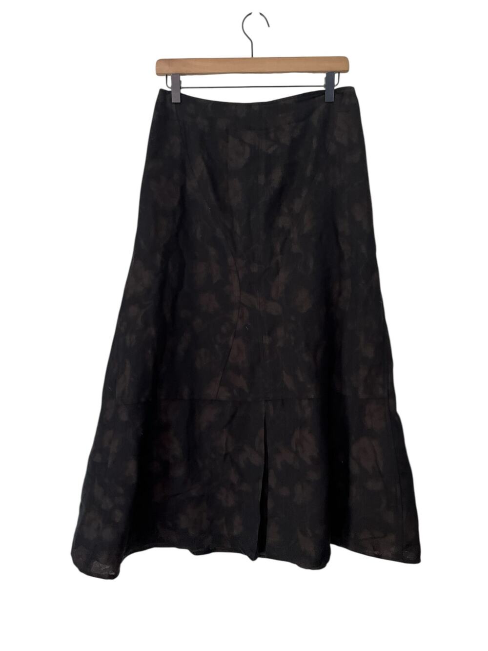 J Jill Womens Wool Blend Brown Black Floral A Line Midi Skirt Size 6 Cottage
